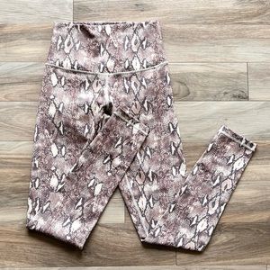 DYI Snake Print Leggings Tan Brown High Rise Waisted Tights Size S Full Length